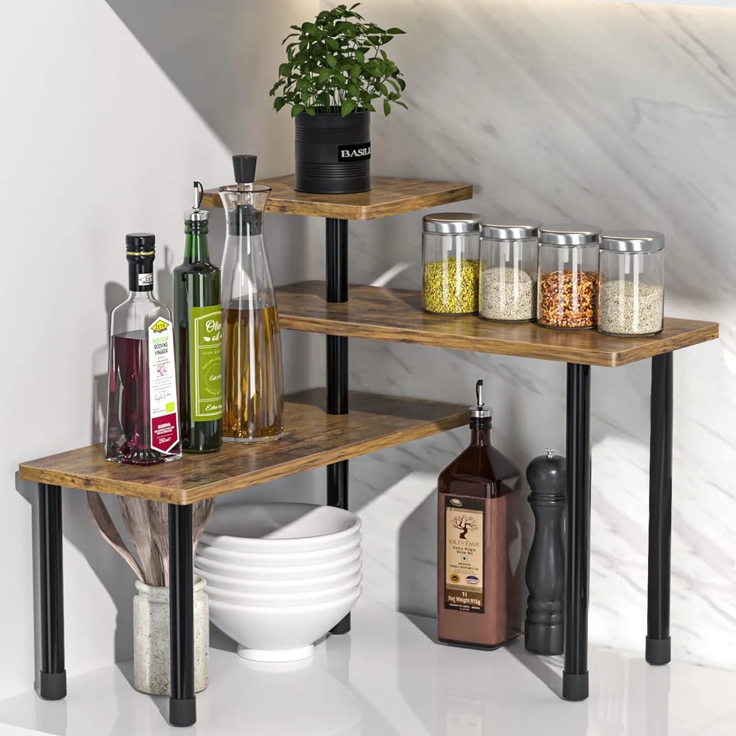 Kitchen storage rack, seasoning bottle storage rack, desk storage rack, corner storage rack, adjustable multi-function storage